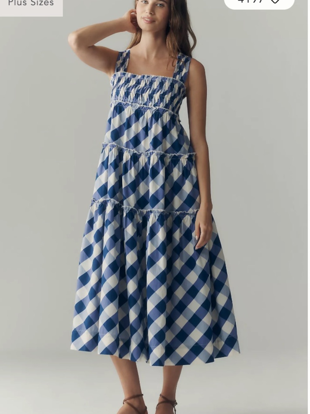 NWT-Maeve Helena 100% Cotton Tiered Midi Dress — Blue Plaid 💙